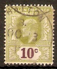 Ceylon 1910 10c Sage-green and maroon. SG294.